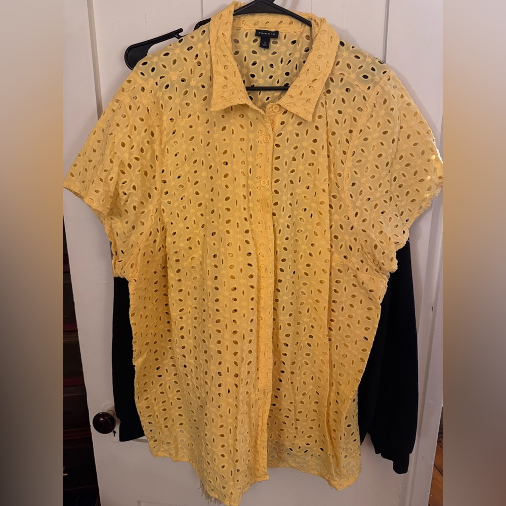 Yellow Eyelet Women's Top